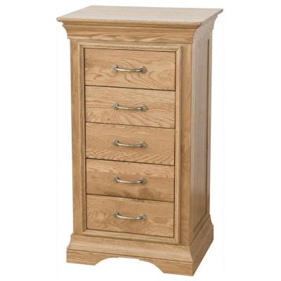 Limoges Solid Oak 5 Drawer Tall Chest